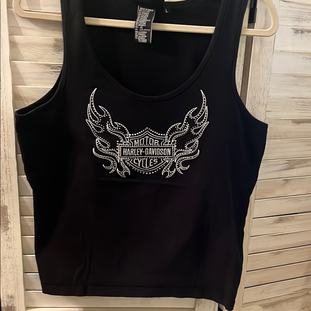 Harley-Davidson Women's Black Tank with White Graphic